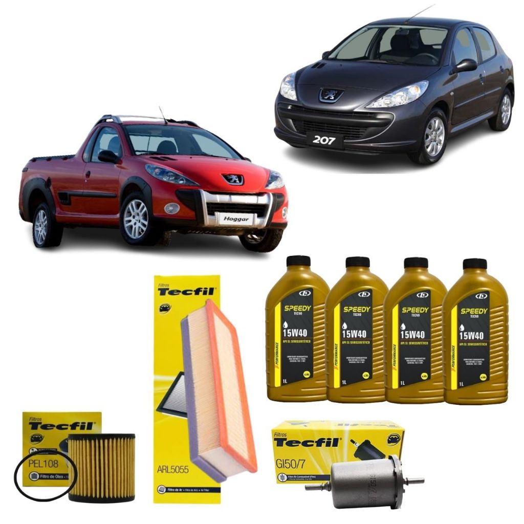 Kit Troca De Oleo E Filtros Peugeot 207 Hoggar 307 1.6 16v 1.4 15w40 Semi sintético revisão original em Oferta na Shopee