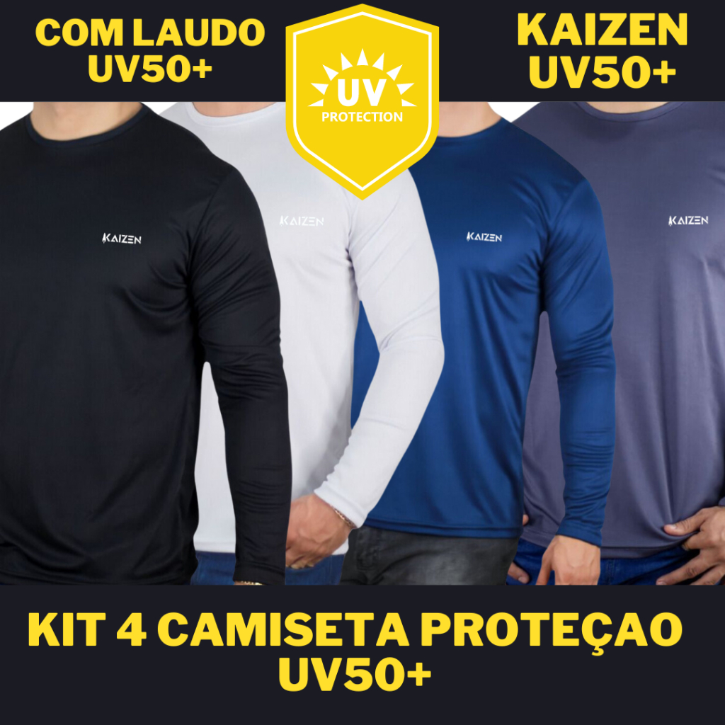 KIT 4 CAMISETA MANGA LONGA PROTEÇAO UV50+
