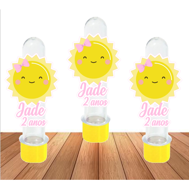 15 Apliques para Tubetes Raio de Sol Menina - Festa infantil - Lembrancinhas personalizadas