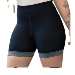 Short Cintura Alta Cotton Imita Jeans