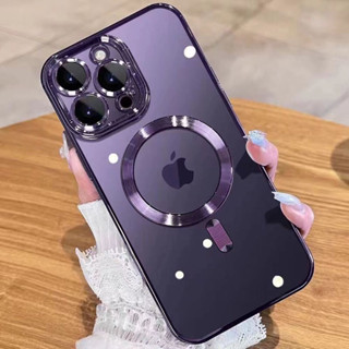 Capa Magnética De Luxo À Prova De Choque Capinha iPhone 14 Pro Max magsafe Wireless Charging Macia Com Protetor De Lente De Câmera