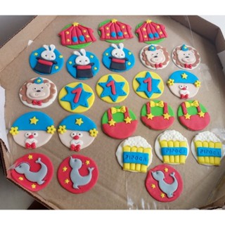 apliques de pasta americana tema circo 5 cm 10unidade