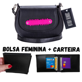 BOLSA FEMININA PEQUENA TRANSVERSAL + CARTEIRA
