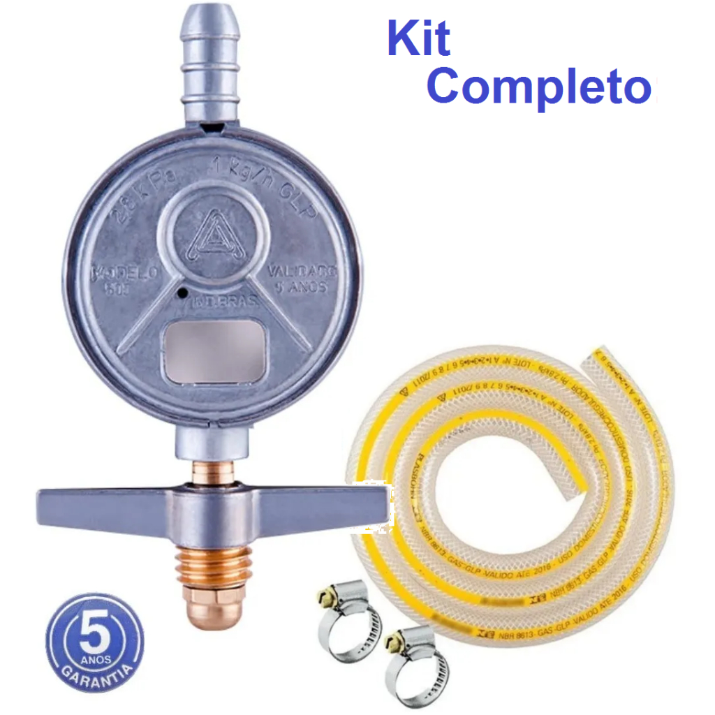 Kit Regulador Aliança 1kg + Mangueira Gás p/ Botijão Cozinha