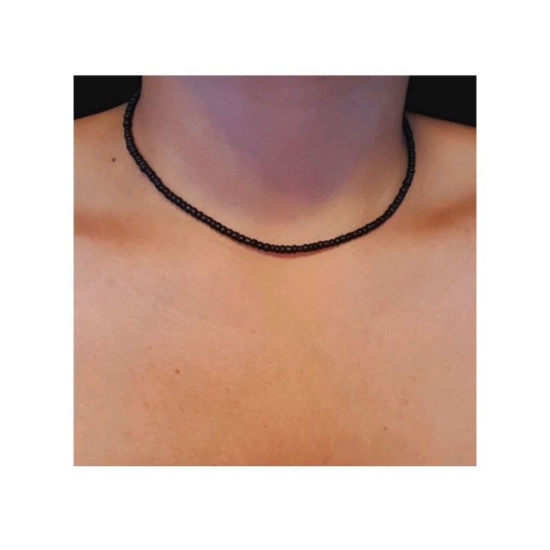 Colar De Miçangas Preto Fosco Vários Tamanhos
