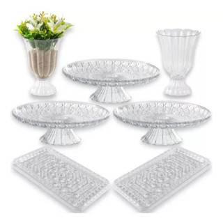 Kit Lapidado - 3 Boleira 23cm+2 Bandeja Lapidado+2 Vaso