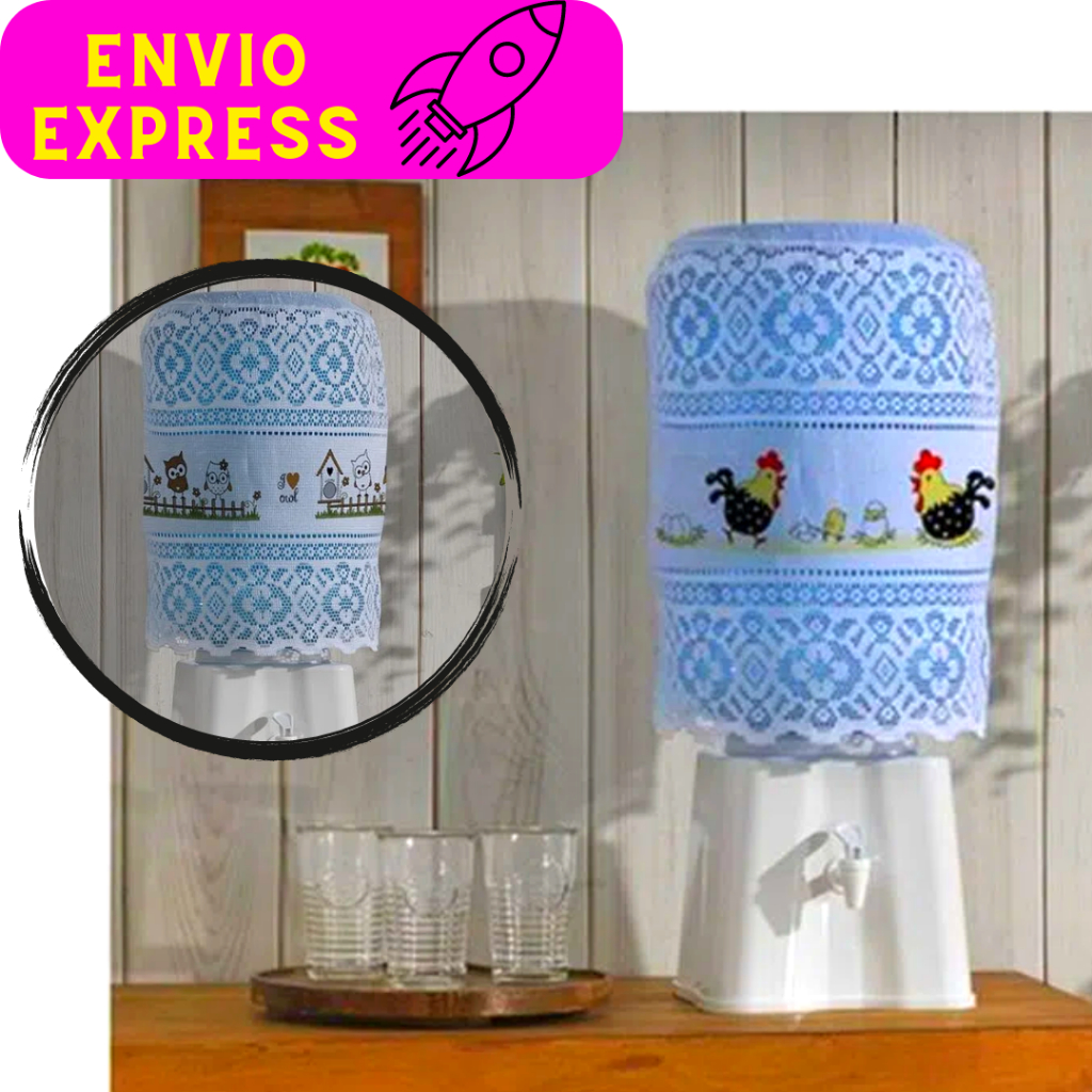 Capa para Galão de Água 20 Litros Garrafão Renda Branco Anti Mofo Luxo