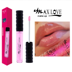 Batom Gloss Látex Morango Max Love Brilho Labial Efeito Molhado Maquiagem Lábios