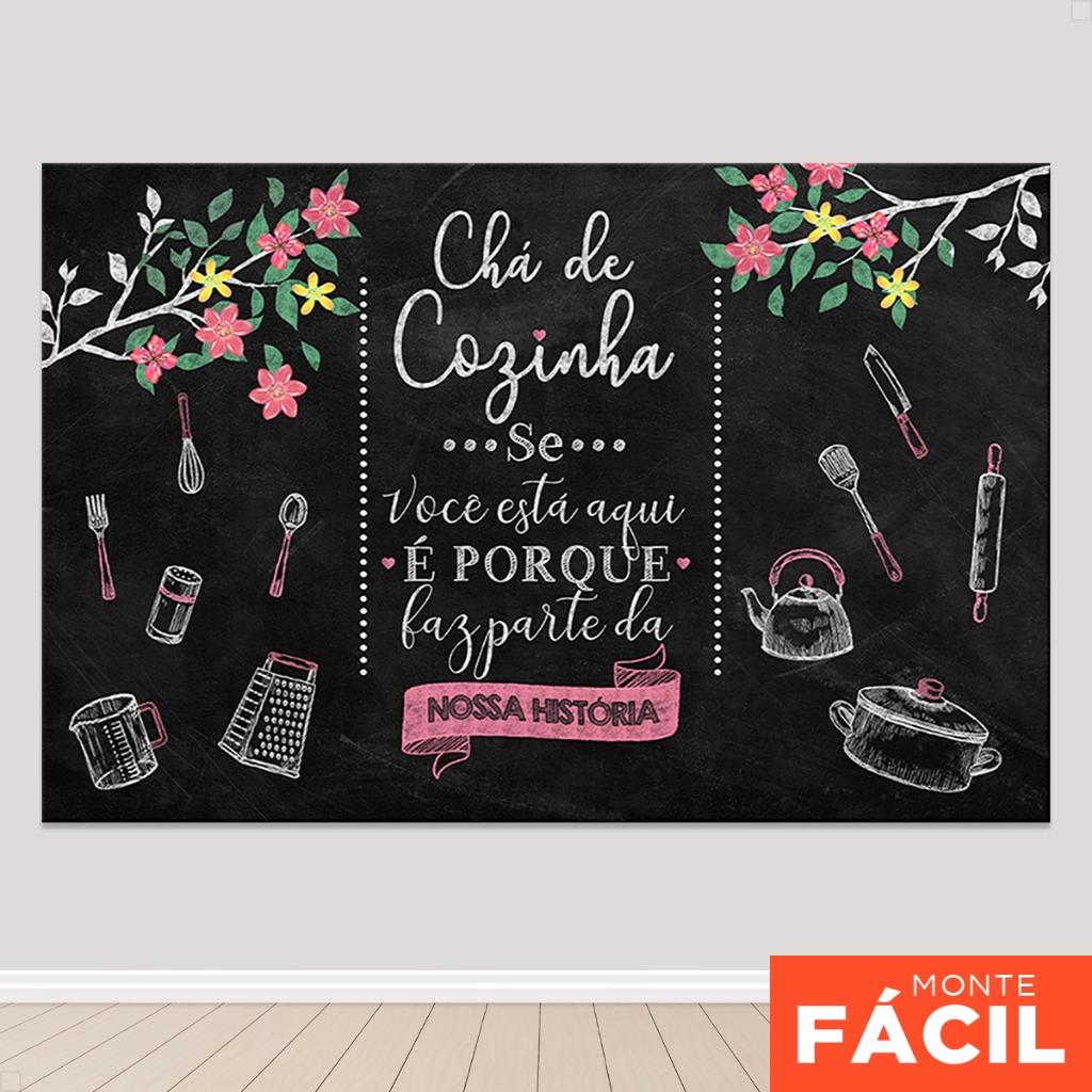 Painel Retangular Decoração Chá de Cozinha Festa Horizontal Sublimado Em Tecido em Oferta na Shopee