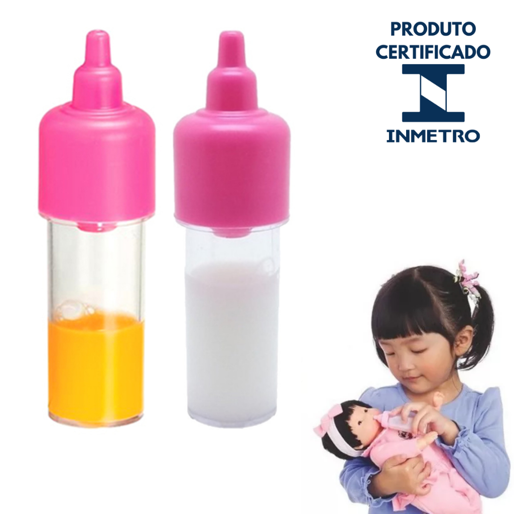 Kit 2 Mamadeiras Magica Brinquedo Leite Boneca Suco Bebe Reborn Boneco