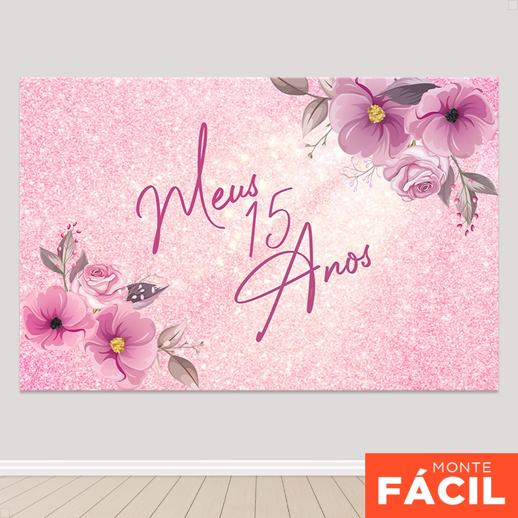 Painel Retangular Festa Decoração Meus 15 Anos Horizontal Em Tecido Sublimado em Oferta na Shopee
