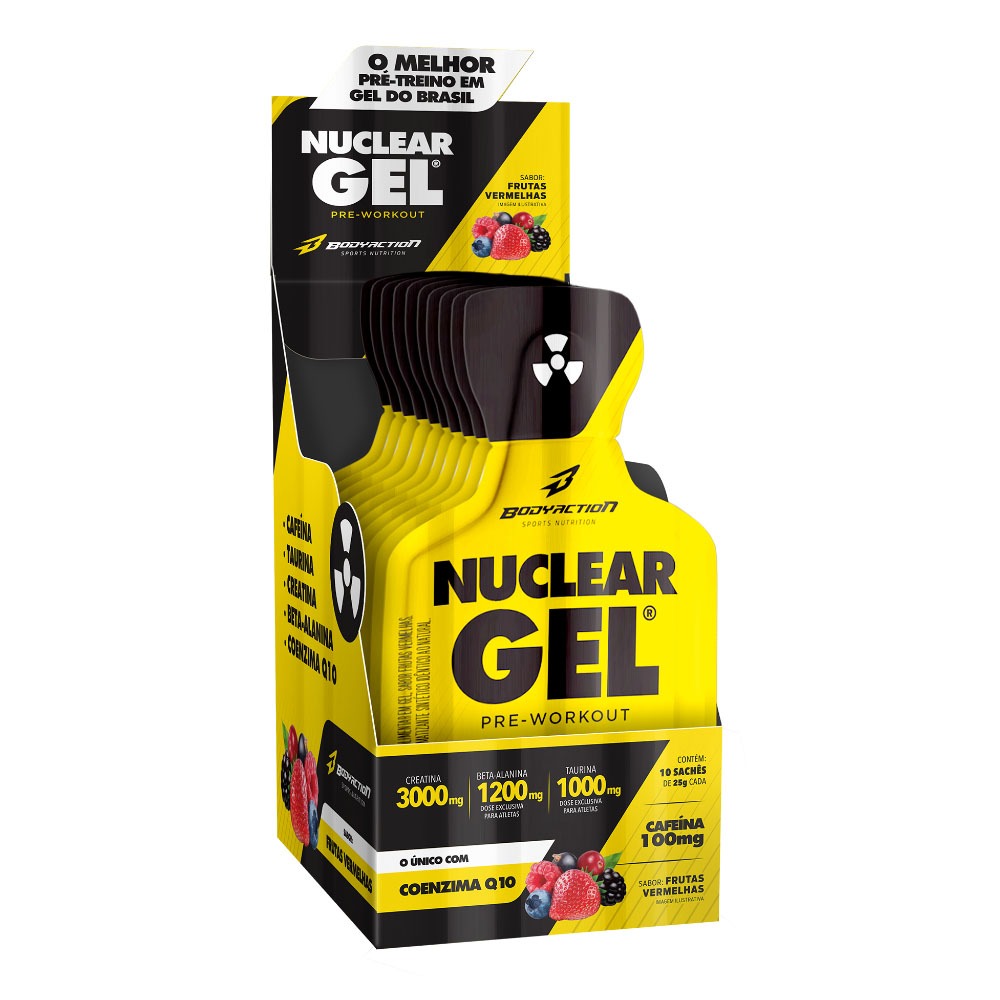 Pré-Treino Nuclear Rush Gel - Display com 10 Sachês - BodyAction - Health