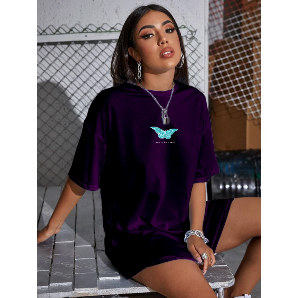 Camiseta Básica Unissex Become The Change Feminina Oversized Blusa Tecido Macio Ombro Caido Meia Ma