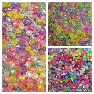 Miçanga Bolinha sextavada Colorida Translúcida com brilho 6mm DIY Balãozinho