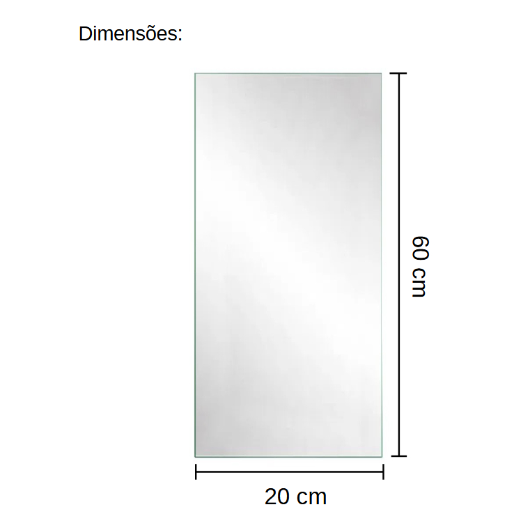 Espelho 20x60 cm Decoração Sala / Espelho Para Guarda Roupa / Banheiro - Espelho de Parede