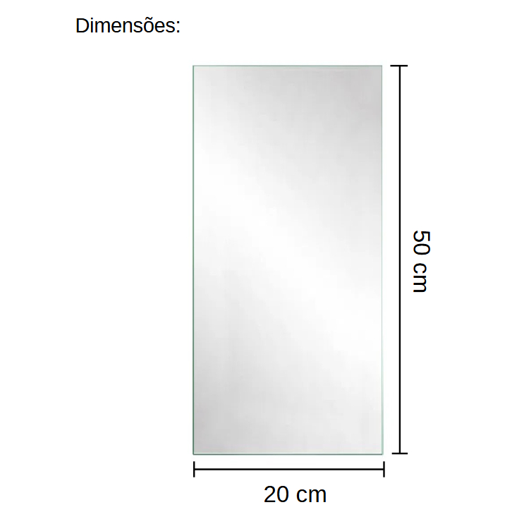 Espelho 20x50 cm Decoração Sala / Espelho Para Guarda Roupa / Banheiro - Espelho de Parede
