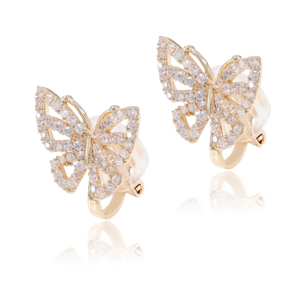 Brincos Strass pressão Luxo Folheado Presente Luxo/coração/borboleta/coruja Clipe de orelha Sem /piercing na orelha em Oferta na Shopee
