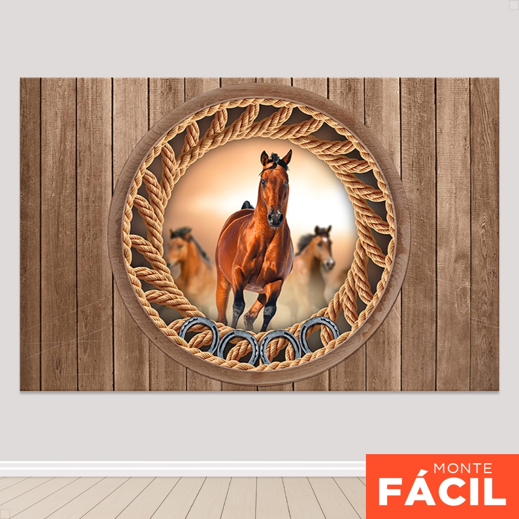 Painel Retangular Festa Cavalo Celeiro Horizontal Sublimado 3D Em Tecido em Oferta na Shopee