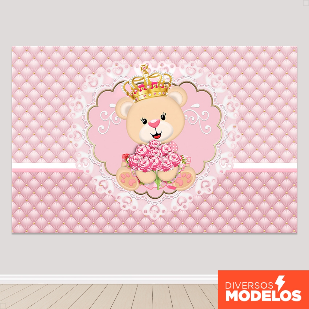Painel Retangular Festa Ursinho Realeza Horizontal Sublimado Em Tecido - Diversos Modelos em Oferta na Shopee