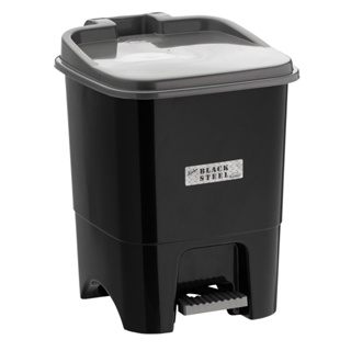 Lixeira com Pedal 15L Black Steel Reforçada Banheiro Cozinha Escritório Plástico Reforçado em Oferta na Shopee
