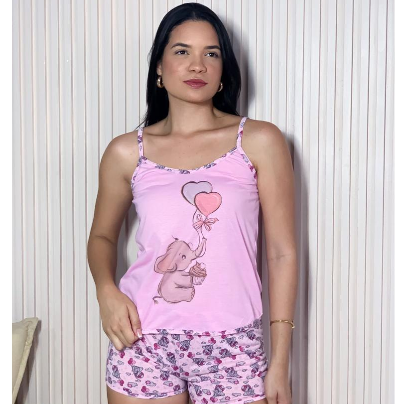 Kit 3 Pijamas Baby Doll - Feminino com Pintura Estampada Confortável Leve em Oferta na Shopee
