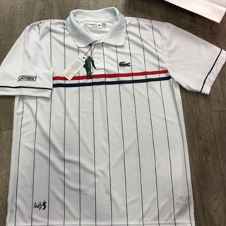 Camisa Polo Dry Fit Premium – Lacoste Listrada c/faixa Dupla Horizontal azul e vermelha Envio Imediato!