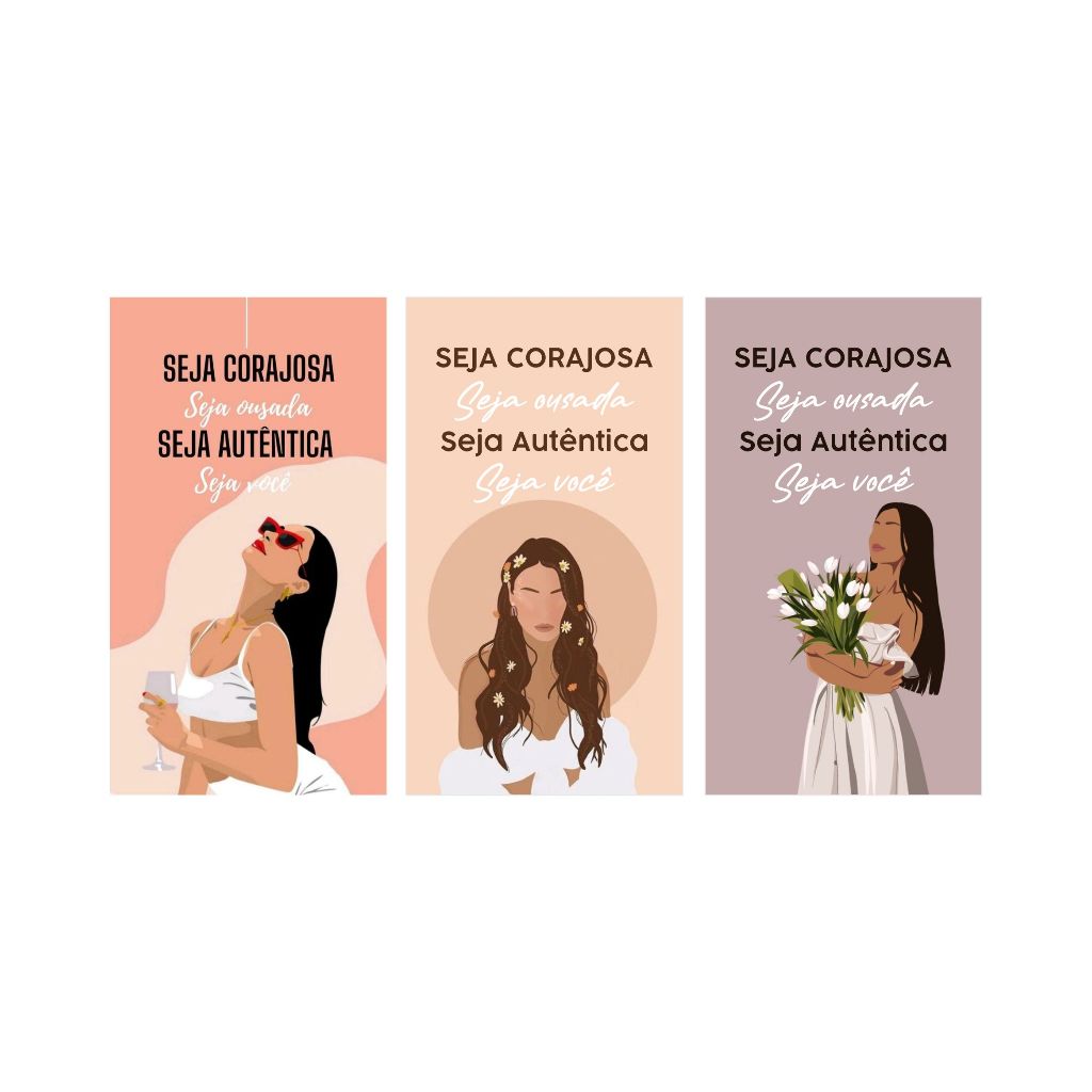 Tags/ Cartões motivacionais  | Seja corajosa, seja autêntica, seja você (30un)