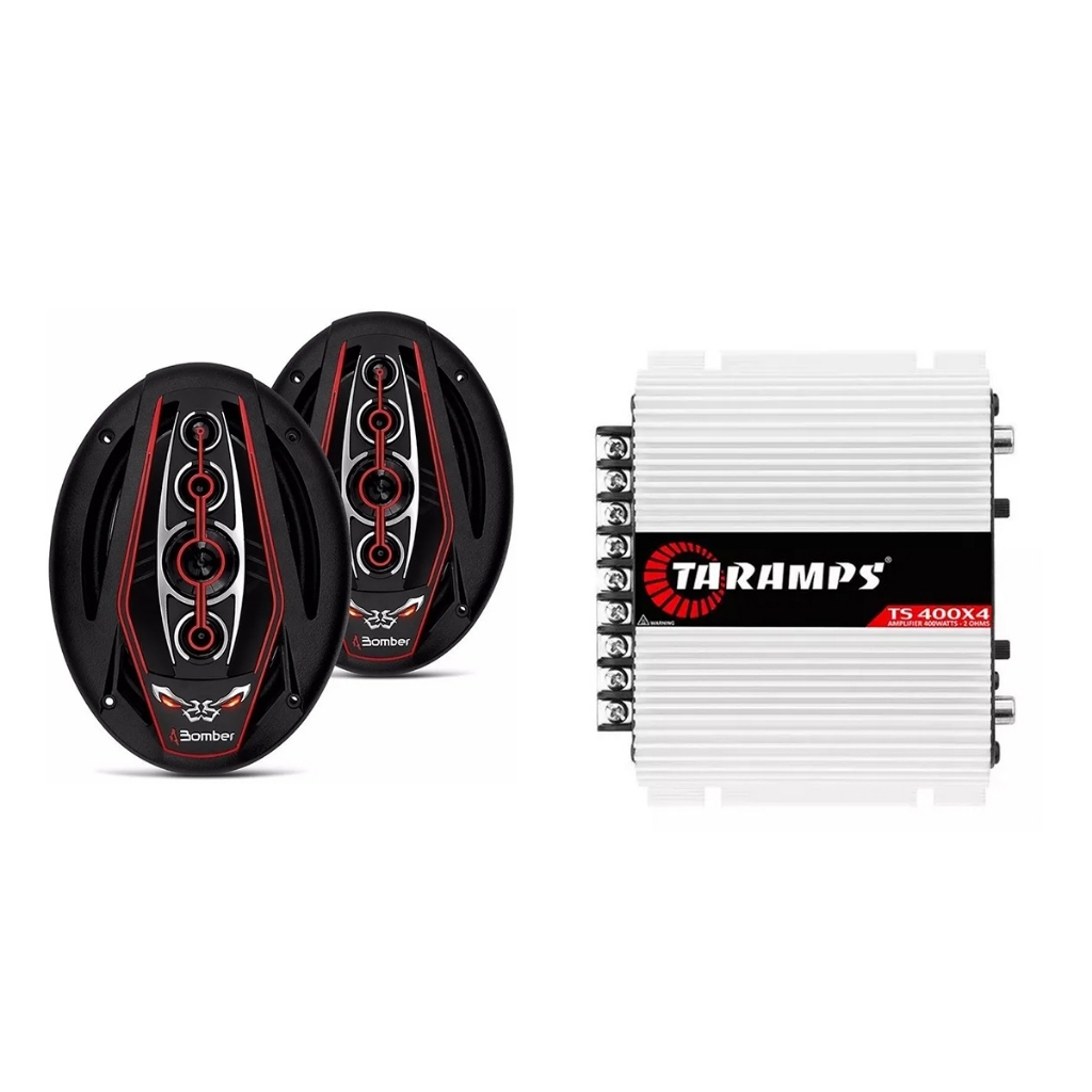 Kit Módulo Ts400x4 Taramps + Par Bomber Bicho Papão 6x9 350w Rms - Spare Parts and Accessories for Vehicles