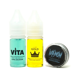 Kit 3 Lubrificantes Para Cubo Mágico Profissional - Lube Vita, Gold e Venom Cuber PRO - Cuber Brasil em Oferta na Shopee