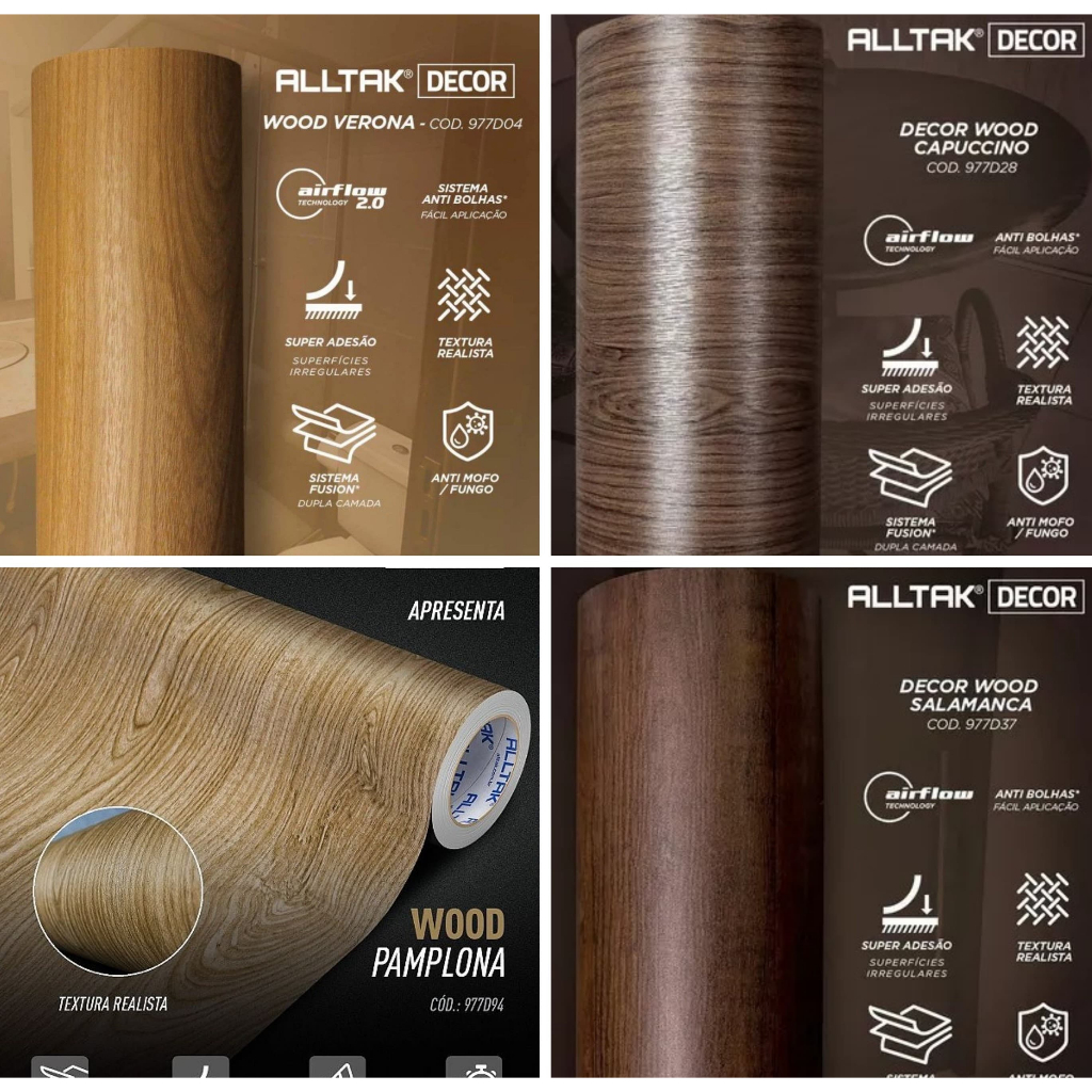 Adesivos Parede Lavável Alltak Amadeirados Ripado Carvalho Freijo , Moveis, Balcões, Mesas em Oferta na Shopee