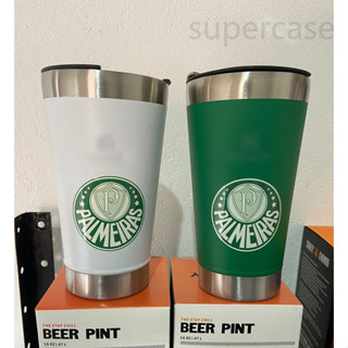 Copo Térmico do Palmeiras ,473ml com Tampa e abridor metal, Verde e Branco