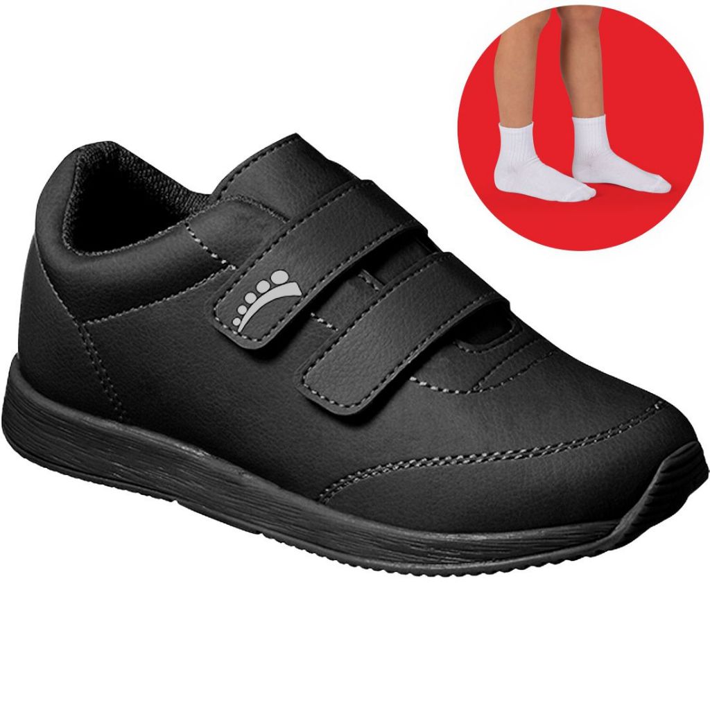 Tênis Infantil Ortopasso Jogging Menina Menino Preto Unissex Kit com 1 par de meia Brinde em Oferta na Shopee