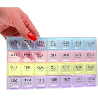 Porta Comprimidos Semanal Remédio Com Diferentes tamanhos Multicoloridos Organizadores Pro Dia a Dia em Oferta na Shopee