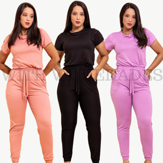 Kit 2 Conjunto Suede Light Suave Calça Jogging Blusa Babylook Confortável Jogger Fardamento Blusinha