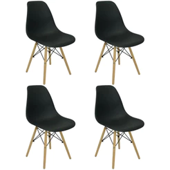 Kit 4 Cadeiras Charles Eames Wood Base em Madeira colorida