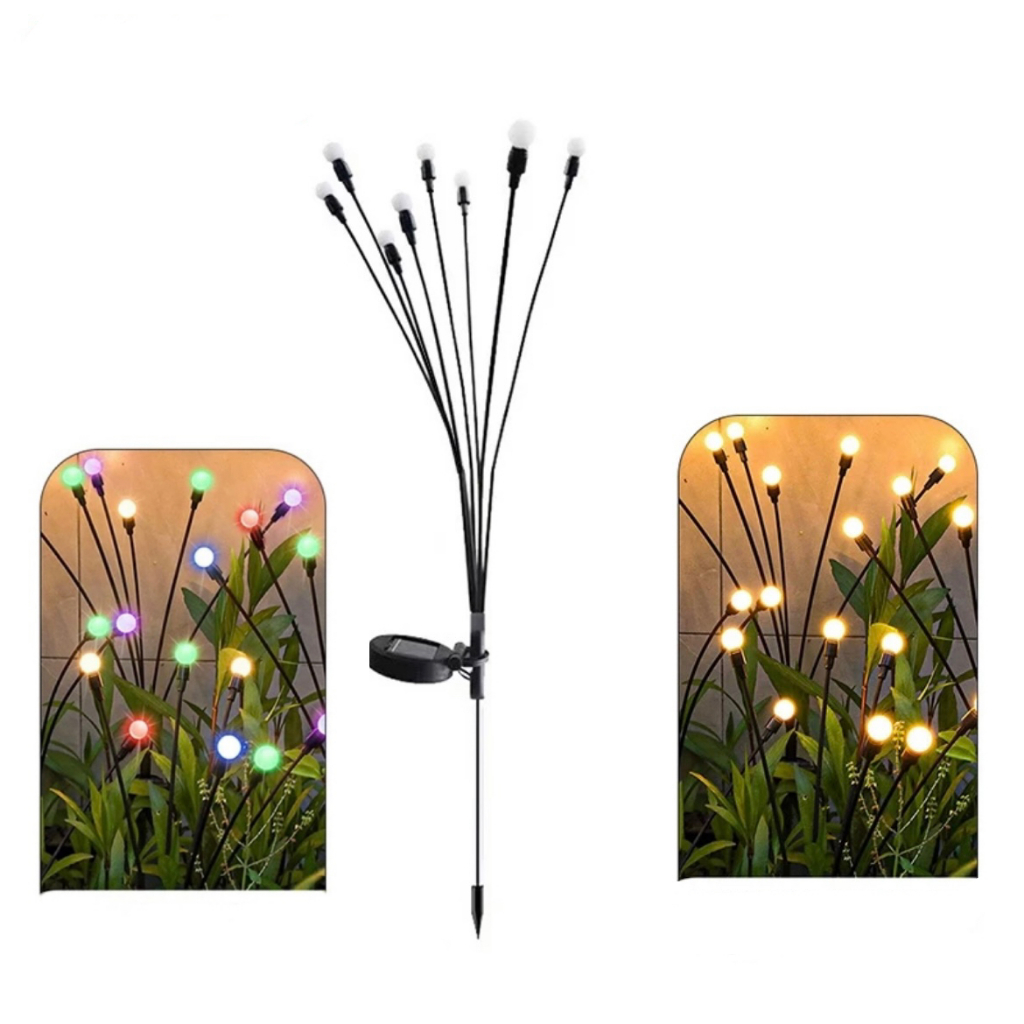 Luzes Solares De Jardim 6 LEDs 8 LEDs 10 LEDs De Fogos De Artifício À Prova D'água Ao Ar Livre Plugue E De Terra Decoraç
