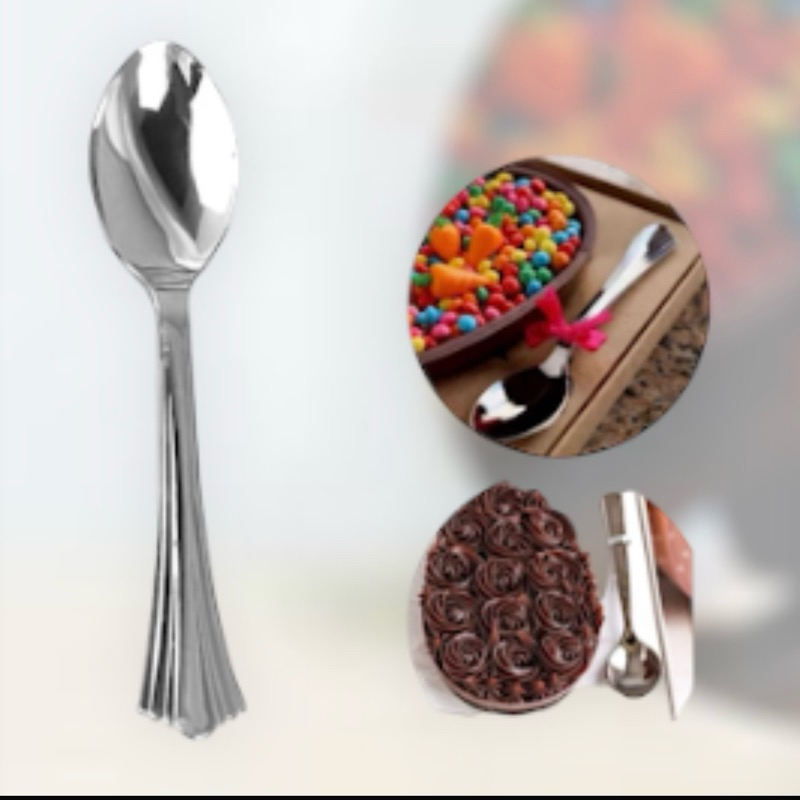 50~200 Colheres Ovo de Pascoa Sobremesa Descartaveis Luxo 13cm PRATA em Oferta na Shopee