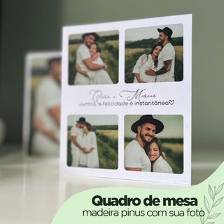 Quadro Foto de Mesa - Sua Foto Personalizada Montagem 4 Fotos Frase - 10x12 cm e 8x10cm