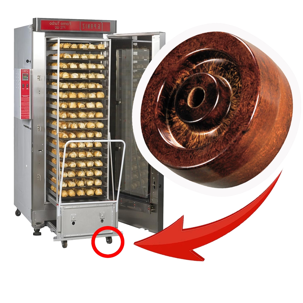 RODA 4POL. DE CELERON PARA CARRINHO DE FORNO DE PADARIA