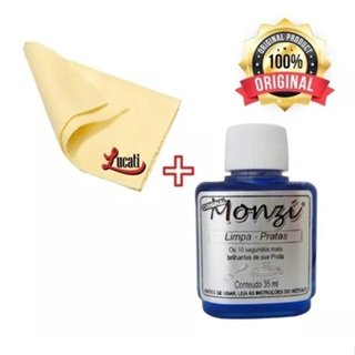 1 Monzi 35 ml azul Prata + 1 unidade de Flanela Magica - Joias Limpa e Perfeita em Oferta na Shopee