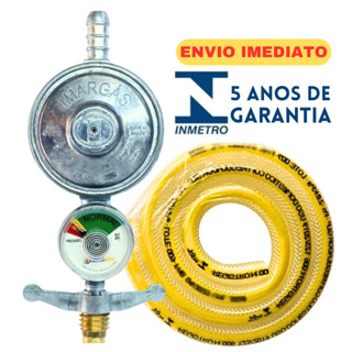 Registro Regulador De Gas Cozinha Com Visor Manometro 1KG/H Com Mangueira Fogões