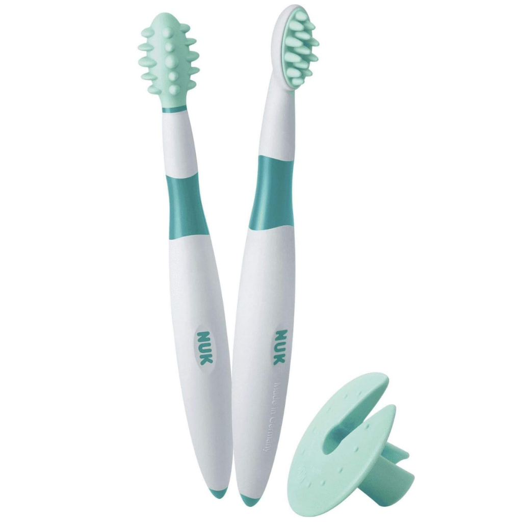 Kit Treinamento Escova de Dente e Massageador Gengiva Bebe Nuk com Anel de Proteção