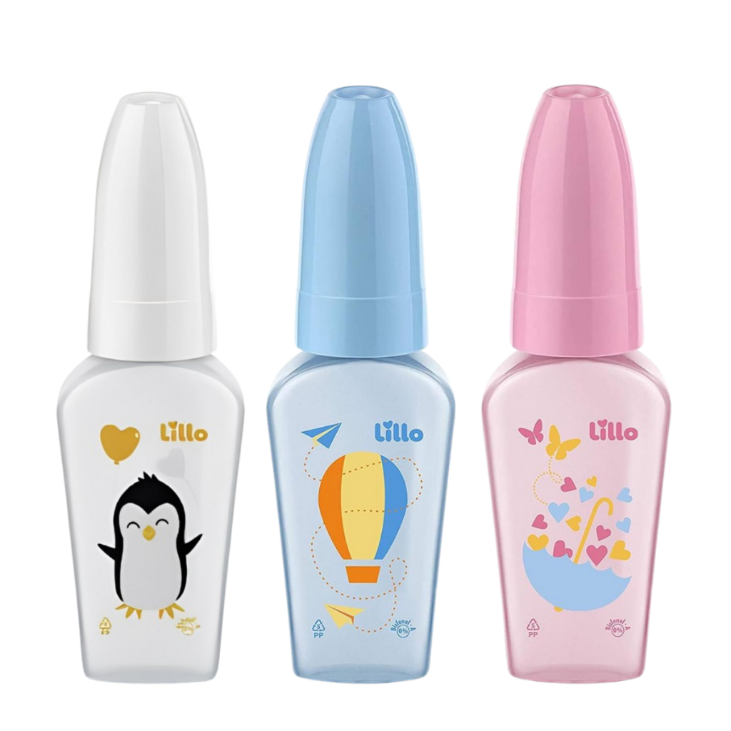 Mamadeira Chuquinha Primeiros Passos 50ml Lillo com Bico Redondo Silicone Macio e Flexível com Tampa sem Bisfenol