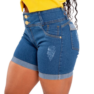 Bermuda Jeans Feminino short meia coxa com lycra em Oferta na Shopee