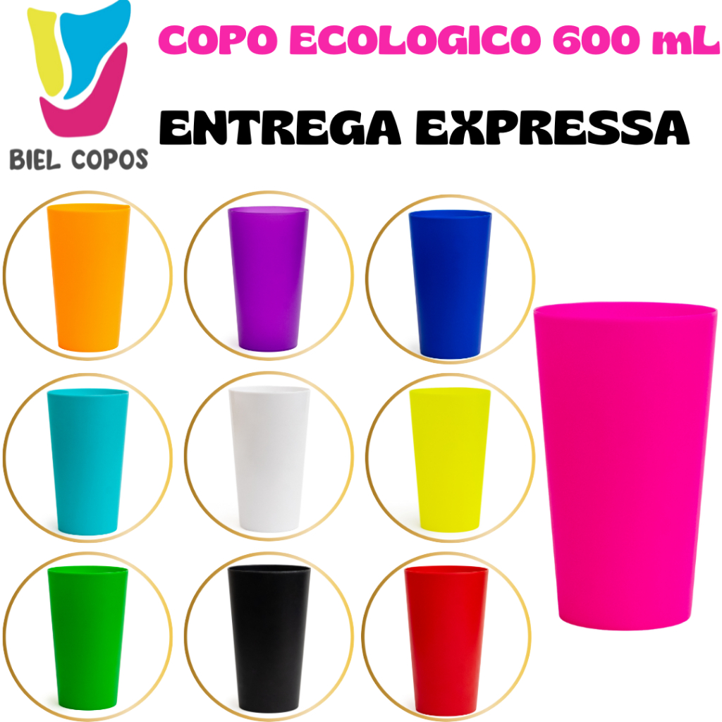 Detalhes do Kit 5 Copo Ecológico 600 mL- Copo Carnaval