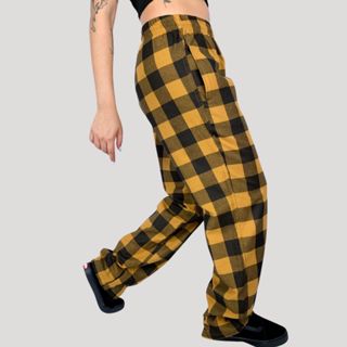 Calça Xadrez Inverno Esportiva Boca Larga 100% Algodão Premium