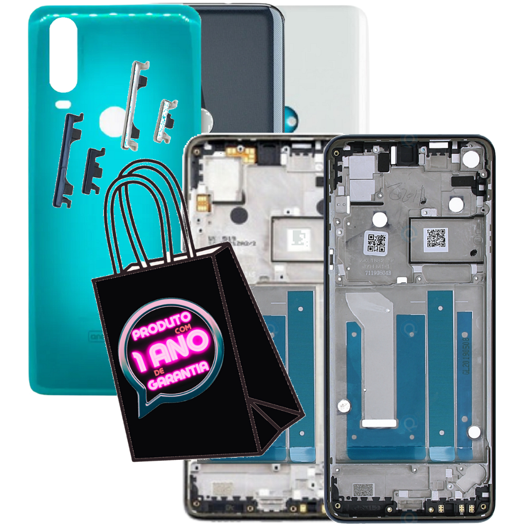 Carcaça Aro Chassis + Botão Power Volume Compatível Moto One Action Xt2013 + Com Tampa!