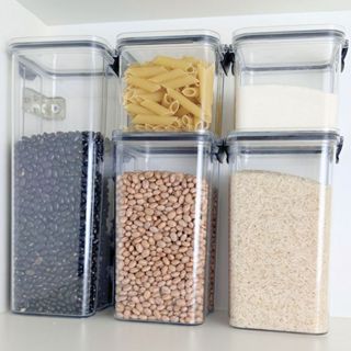 KIt 5 Potes Hermeticos Acrilico Cristal Com Trava Empilháveis Porta Mentimentos em Oferta na Shopee