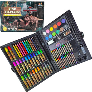 Maleta De Pintura Infantil Estojo Kit 86 Peças Lapis De Cor