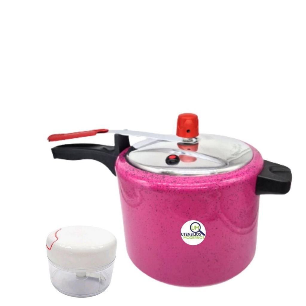 Kit Panela de Pressão 4,5 Litros Rosa pink Alumínio Alegrete+ Mini Processador 170ml. (Panelas de Pressao, Panela de Pressão alegrete, Panela Pressao, Processador)